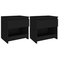 juego de 2 mesitas de noche con cajon y compartimento abierto 40 x 30 x 39 cm aglomerado negro dec035500