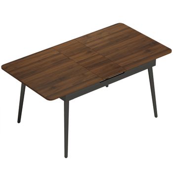 HOMCOM Mesa de Comedor Extensible para 4-6 Personas Estilo Industrial Esquinas Redondeadas 130-160x85x75 cm Nogal    Aosom España