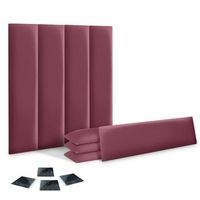 dhome juego de 8 paneles tapizados de polipiel ecologica pack autoadhesivos para pared acusticos absorbentes proteccion vino tinto 60x20cm x8