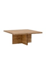 mesa de centro cuadrada de madera maciza en roble oscuro de 80x3322cm
