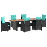 juego de comedor para exteriores 7 uds negro y turquesa vidaxl