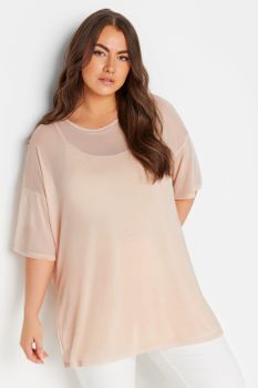 Yours Top Nude Malla Doble Capa, Mujer Curvy Y Tallas Grandes, Yours