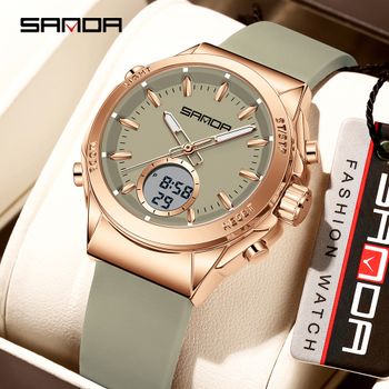 Reloj SANDA 9103 para Mujer, Relojes de Pulsera Electrónicos de Cuarzo de Silicona para Mujer, Reloj Deportivo, Regalo para Niñas, Relojes de Marca Superior para Damas