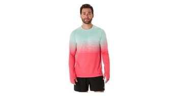 Camiseta de manga larga sin costuras asics rojo verde hombre