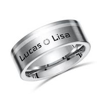 anillo de titanio mate grabacion laser incrustacion de plata