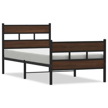 Estructura Cama Con Cabecero Y Pie Sin Colchón Marrón 90x200 Cm Vidaxl