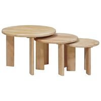 3 uds mesas de cafe - mesas de centro nido negro madera de mango maciza