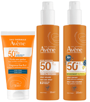 avene solar fluido sin perfume spf50 50 ml  spray 200 ml  spray ninos 200 ml