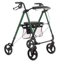 soporte de rehabilitacion con asiento y bolsa para mayores verde