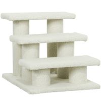 pawhut escalera para gatos de 3 niveles para mascotas de peluche 45x35x34 cm beige   aosom espana