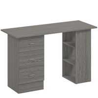 homcom escritorio reversible con 3 cajones y estantes 120x49x72 cm gris   aosom espana