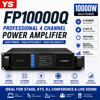 Amplificador de Potencia Digital Profesional YS FP10000Q de 4 Canales Clase TD, Amplificador de Audio con Fuente de Alimentación Conmutada para Actuaciones en Escenario, KTV, Sonido en Vivo para DJ