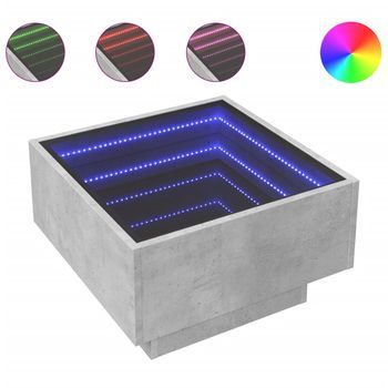 Mesa De Café - Mesa De Centro Y Led Madera Ingeniería Gris Hormigón 50x50x30cm