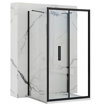 Cabina De Ducha Adosada A La Pared Rea Rapid Fold Black 100x90