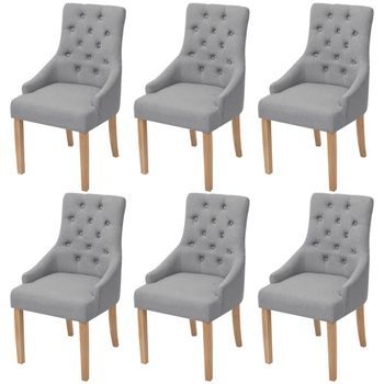 Rogal Sillas De Comedor 6 Unidades De Tela Gris Claro Rogal