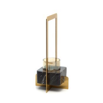 Candelero Vidrio Bazar Bizar Marbre D’or Dorado Negro