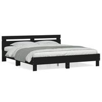 estructura cama con cabecero madera ingenieria negro 200x200 cm vidaxl