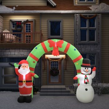 Arco De Navidad | Decoraciones De Navidad Inflable Papá Noel Y Muñeco De Nieve Led 223 Cm Cfw278293