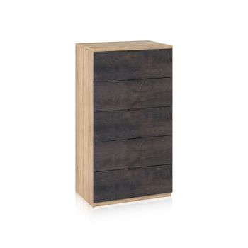 Cómoda alta de 5 cajones 60x110 cm melamina roble canadian - óxido