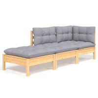 conjunto de muebles de jardin 3 uds  mesa y sillas y cojines madera maciza pino
