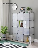 estanteria modular de 12 cubos con puertas de plastico blanco