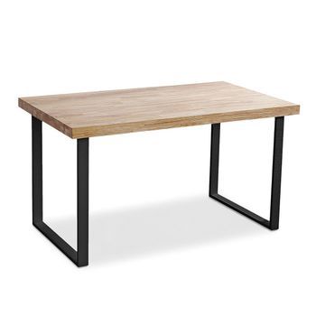 Mesa De Comedor De Madera Y Metal 140x80 Cm Natural 140x80 Cm