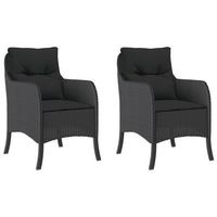 pack 2 uds sillones de jardin  silla de jardin  silla de exterior con cojines ratan sintetico negro