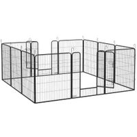 pawhut parque para cachorros 12 piezas recinto plegable con 2 puertas 12 paneles de acero de 80x100 cm cada uno gris   aosom espana