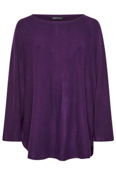 Yours Jersey Violeta Suave Con Manga Murciélago, Mujer Curvy Y Tallas Grandes, Yours