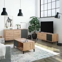 pack 3 muebles de salon en color roble nodi y gris antracita