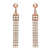 pendientes de acero con doble fila de oro rosa