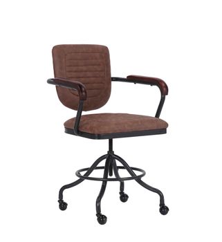 Silla giratoria de oficina en piel sintética negra y marrón