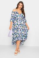 yours vestido con hombros descubiertos de flores moradas mujer curvy y tallas grandes yours