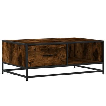 Mesa De Centro Madera Ingeniería Metal Roble Humo 90x57x35 Cm Vidaxl