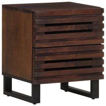 Juego De 2 Mesitas De Noche - Mesillas Madera Maciza De Mango 40x34x46 Cm Mc5740