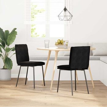 Sillas De Comedor 2 Uds | Silla De Cocina Terciopelo Negro