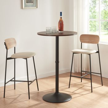 Mesa De Bar Vantaa Con Tablero Redondo 100x60cm - Nogal/negro [en.casa]