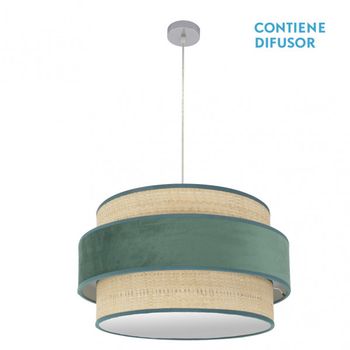 Colgante reyes 3xe27 cromo/natural-verde regx60x60 cm