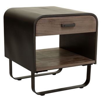 Mesita  De Madera Y Metal Negro