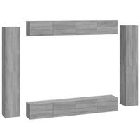 set de muebles para tv 8 pzas madera contrachapada gris sonoma vidaxl