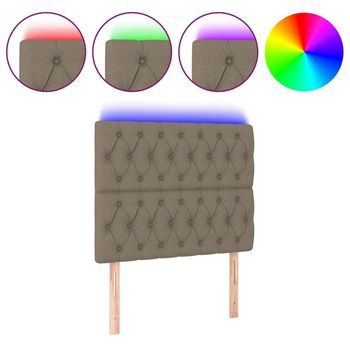 Cabecero Cama Con Luces Led | Panel De Cabecera Tela Gris Taupe 90x7x118/128 Cm