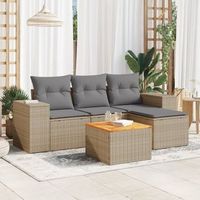 conjunto de sofas jardin con cojines 5 uds  mueble jardin mesa y sillas ratan sintetico beige cfw743369