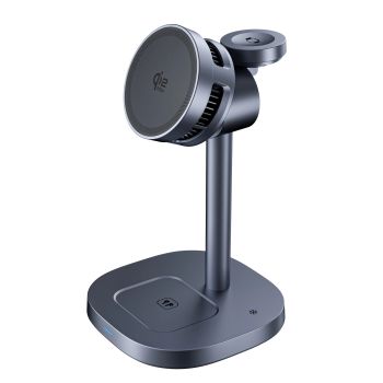 Cargador Inalámbrico Magnético W98 3-en-1 15W con Refrigeración Activa Soporte de Carga Inalámbrica Rápida para Smartpho