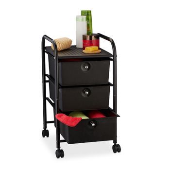 Carrito De Baño Con 3 Cajones - Black - 32x42.5x32.4cm