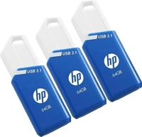 usb 31 hp 64gb x755w pack de 3 azul