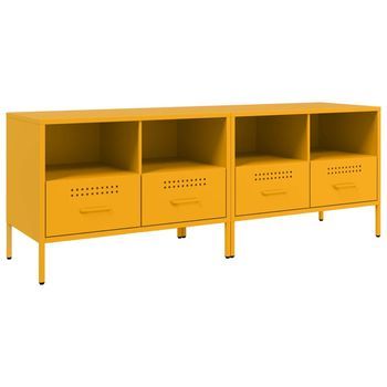Muebles Para Tv | Mueble De Salón | Gabinete De Tv 2 Unidades Acero Amarillo Mostaza 68x39x50,5 Cm