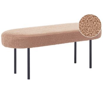 Banco Tapizado De Bouclé Ovalado Patas De Metal Estilo Rústico Retro Marrón Claro Wolfeboro