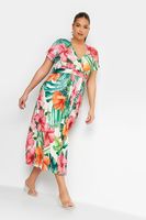 yours vestido cruzado verde tropical mujer curvy y tallas grandes yours