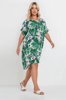 yours vestido fresco corto verde tropical mujer curvy y tallas grandes yours