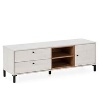 mueble tv javea 2 cajones y 1 puerta color blanco y madera 1365 cm ancho 40 cm profundo 47 cm altura